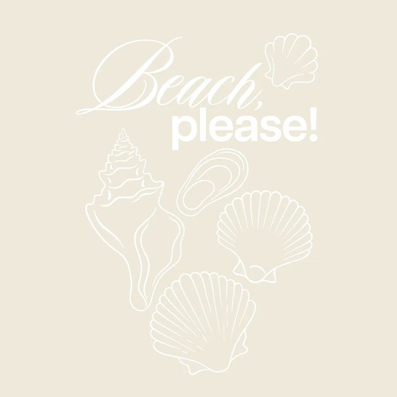 Beach Please Coastal Shell Illustration