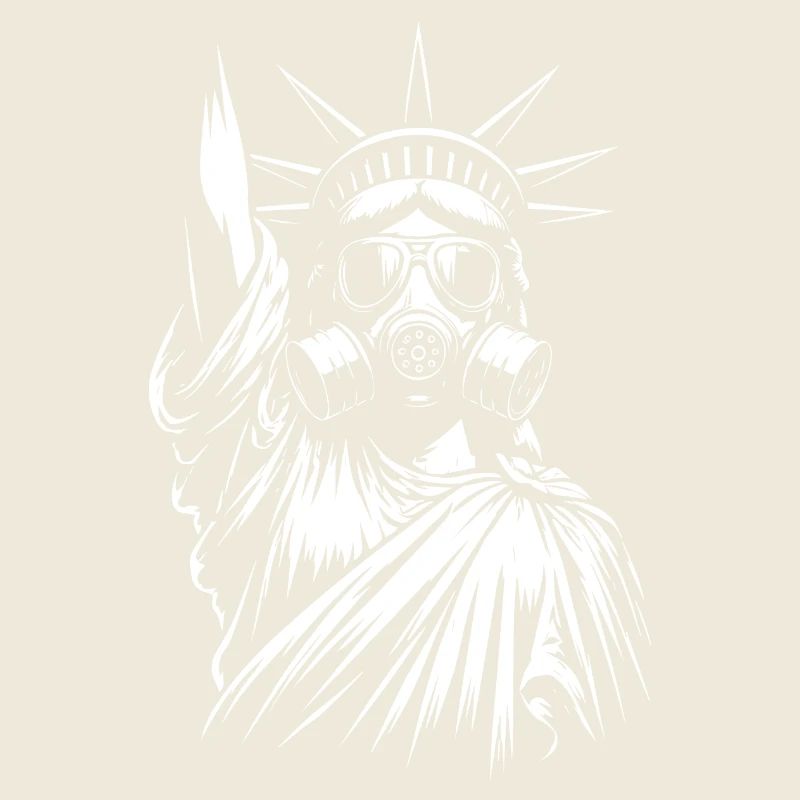 Freiheitsstatue mit Gasmasken-Design
