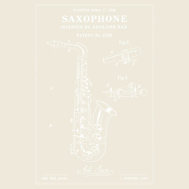 Schéma vintage du plan du saxophone