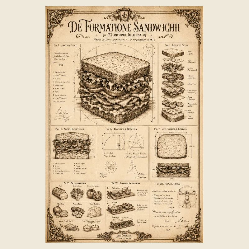 Victorian Sandwich Blueprint Art