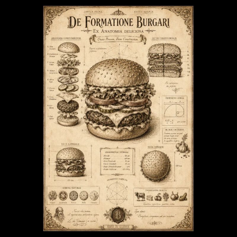 Vintage Burger Blueprint