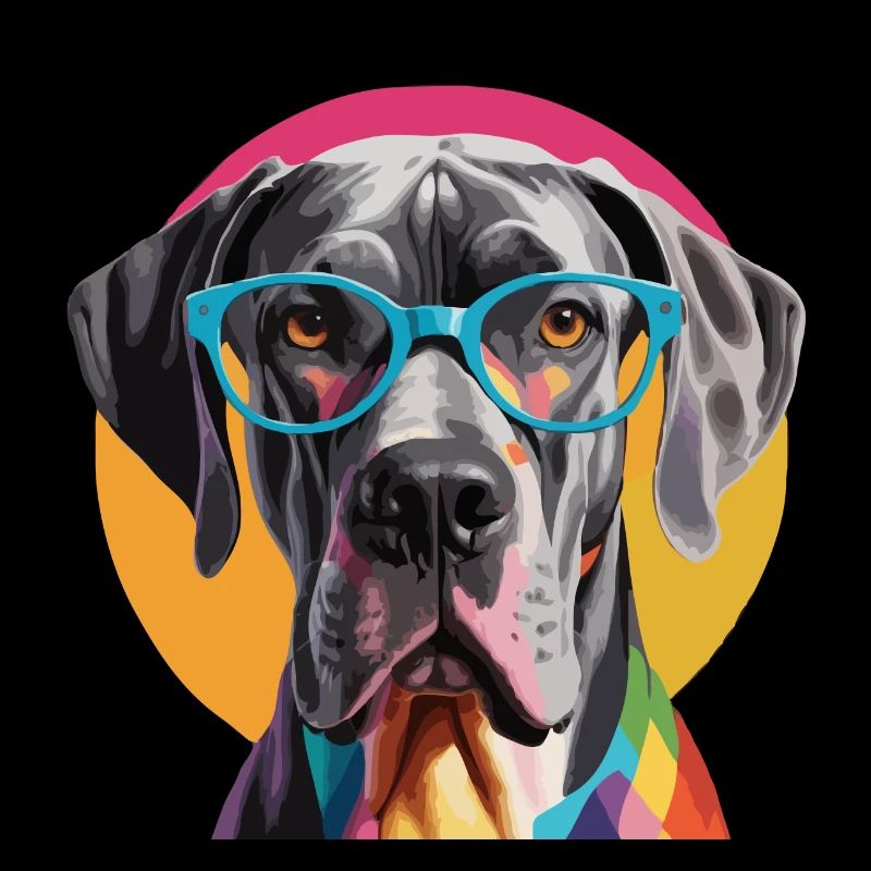 Great Dane Great Dane Dog Colorful Glasses