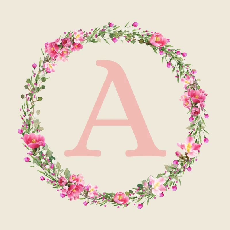 A Monogramm, Blumen-Kranz, personalisierbar