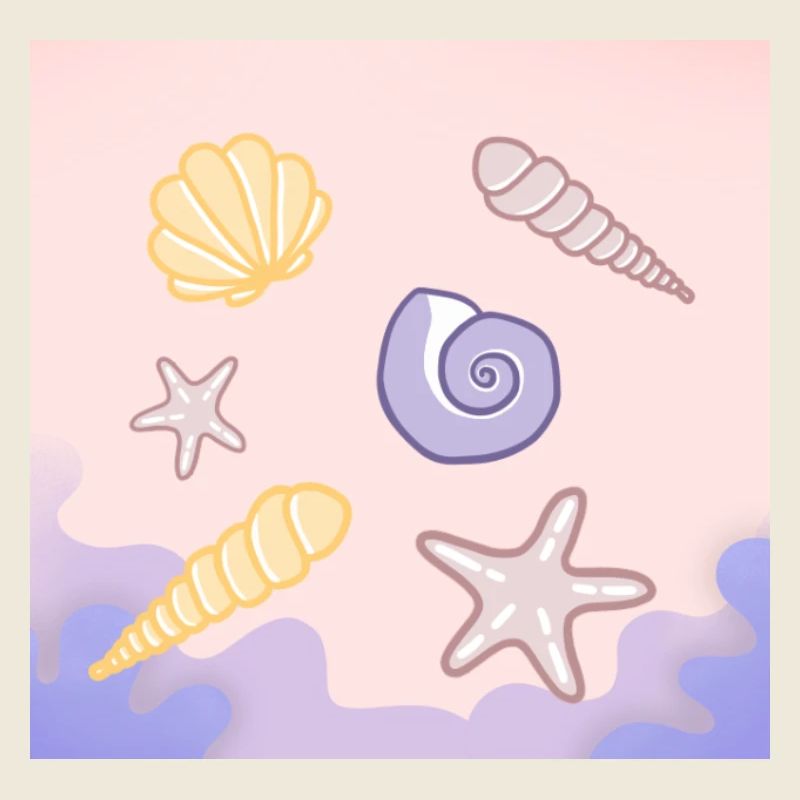 Pastel Sea Shells Starfish