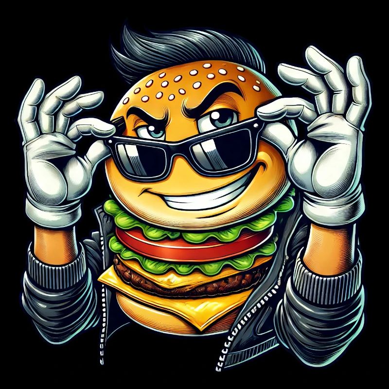 Cool burger with sunglasses