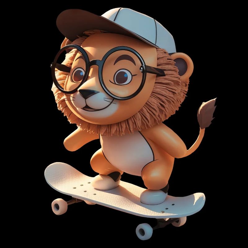 Skater Löwe auf dem Skateboard