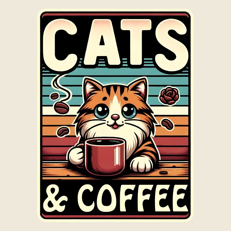 Katzen und Kaffee im Vintage Stil