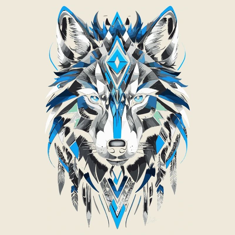 Blauer geometrischer Wolf