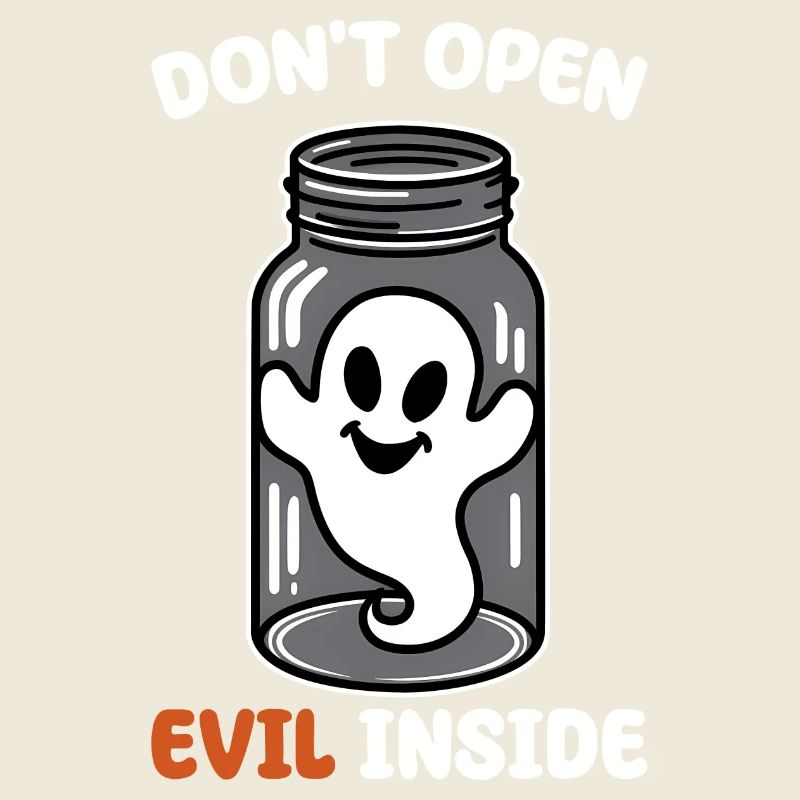 Don't open it – evil in it! Funny ghost design