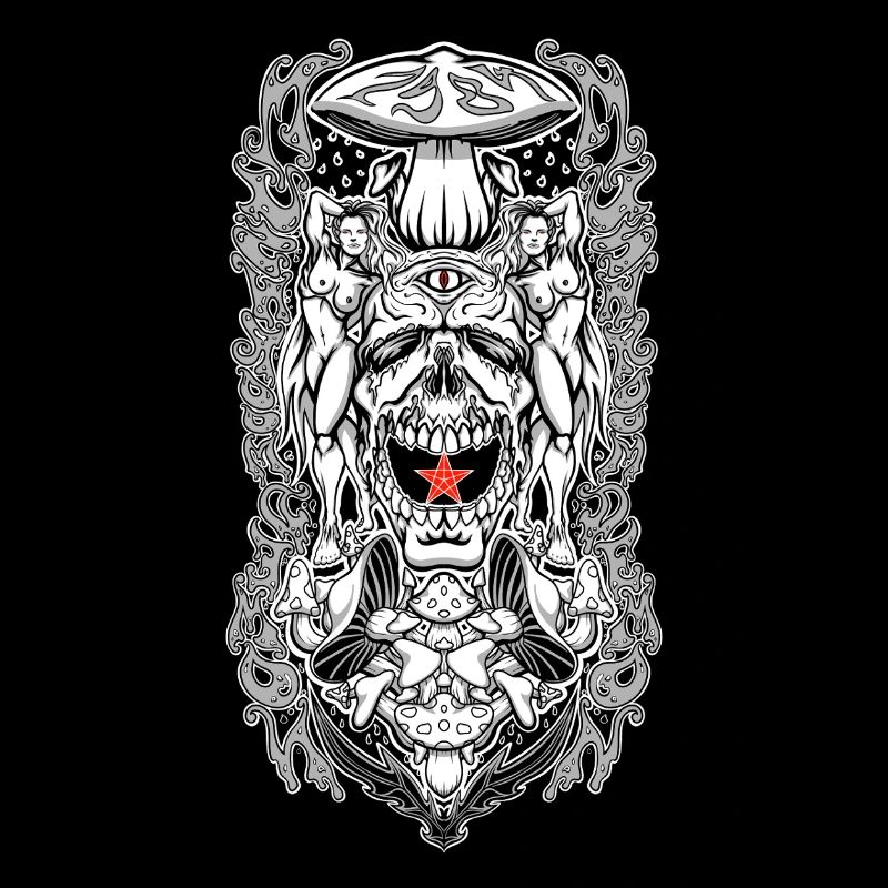 Psychedelisches Schädelportal – Okkulte Pilzvision
