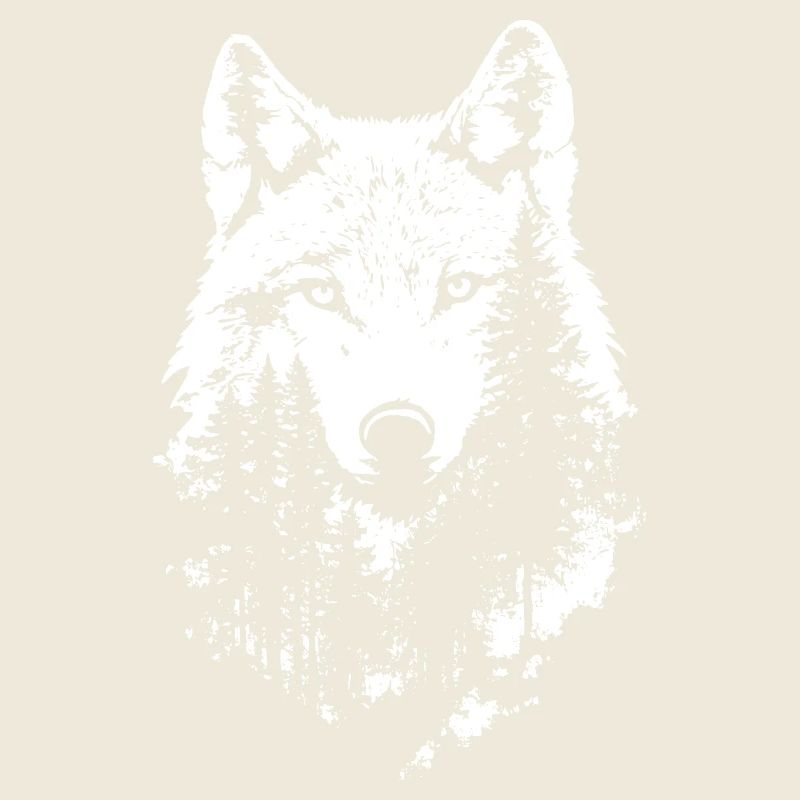 Silhouette de forêt de visage de loup