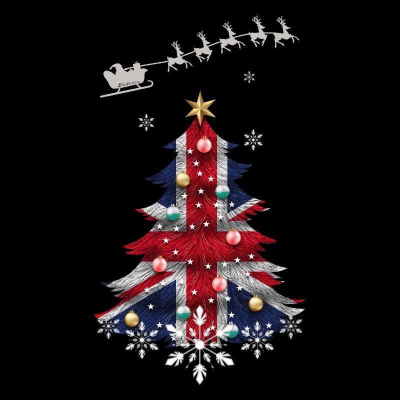 Christmas tree with United Kingdom flag