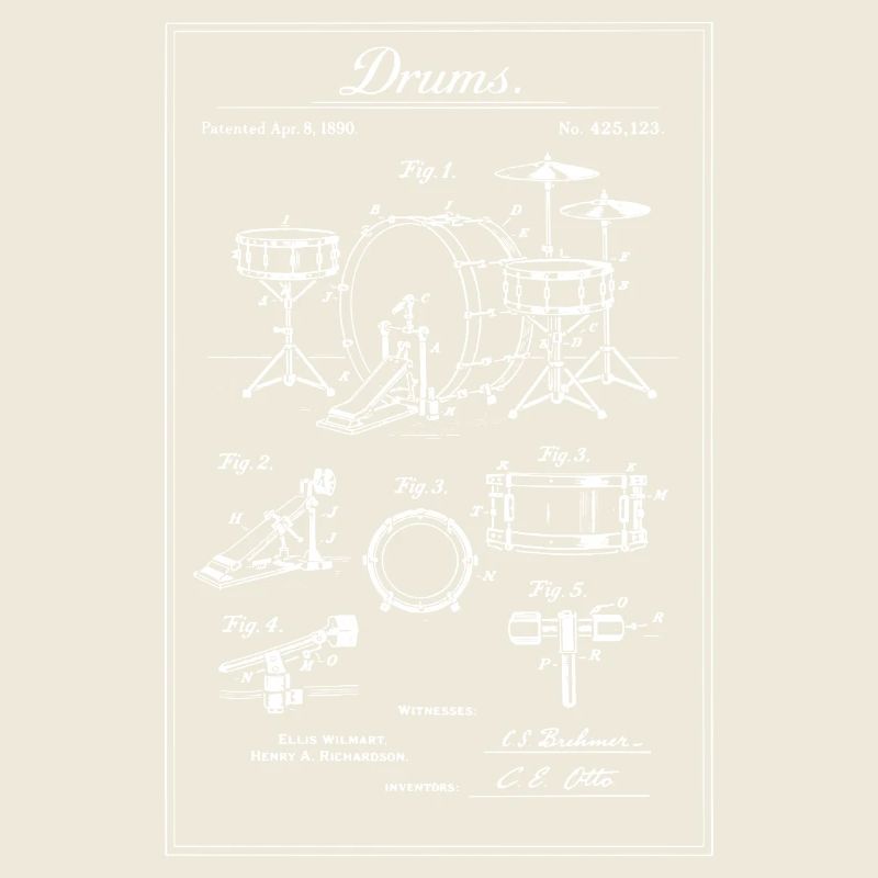Vintage Drum Set Blueprint
