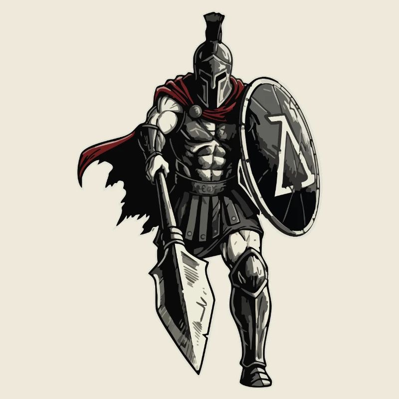 Veteran Spartan Combat Spear Shield Maskottchen