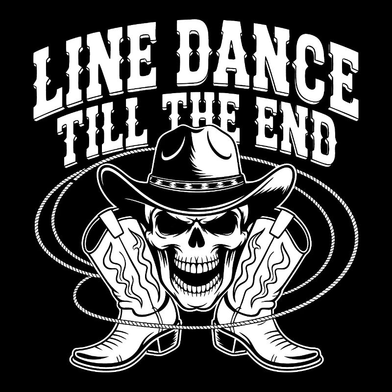 Line Dance Skull with Stetson and Boots and Lasso