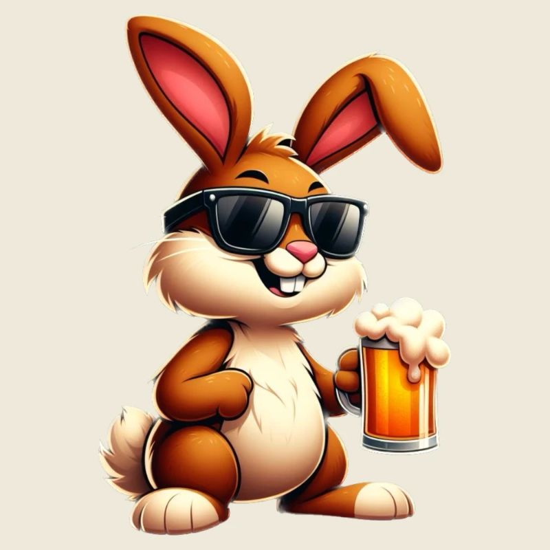 Easter bunny with a beer