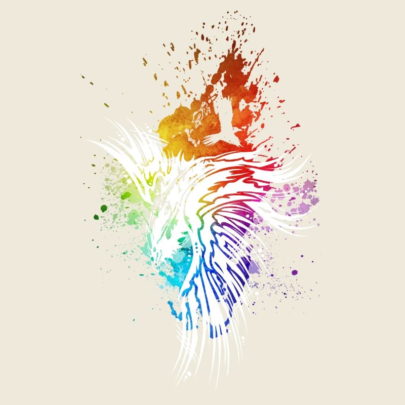 Raven arc-en-ciel blobs blanc
