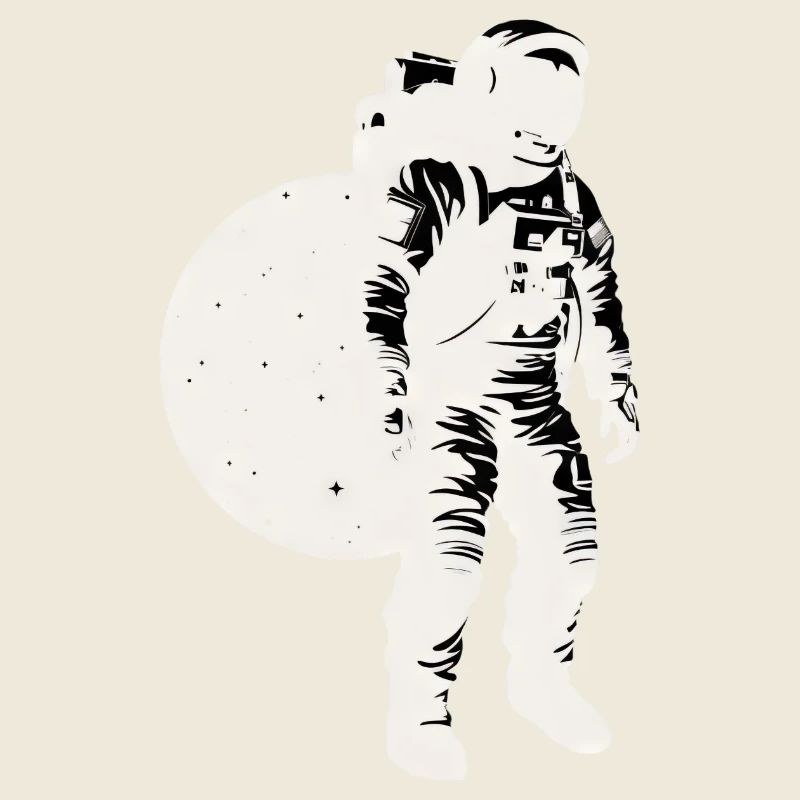 Astronaut silhouette white, moon background