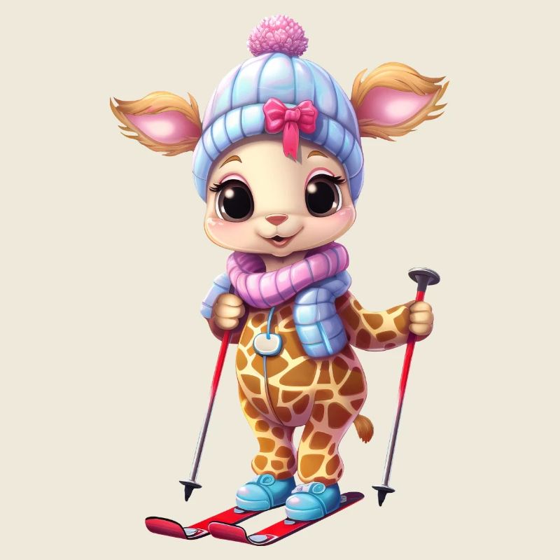 Girafe de ski - Funny Comic Design