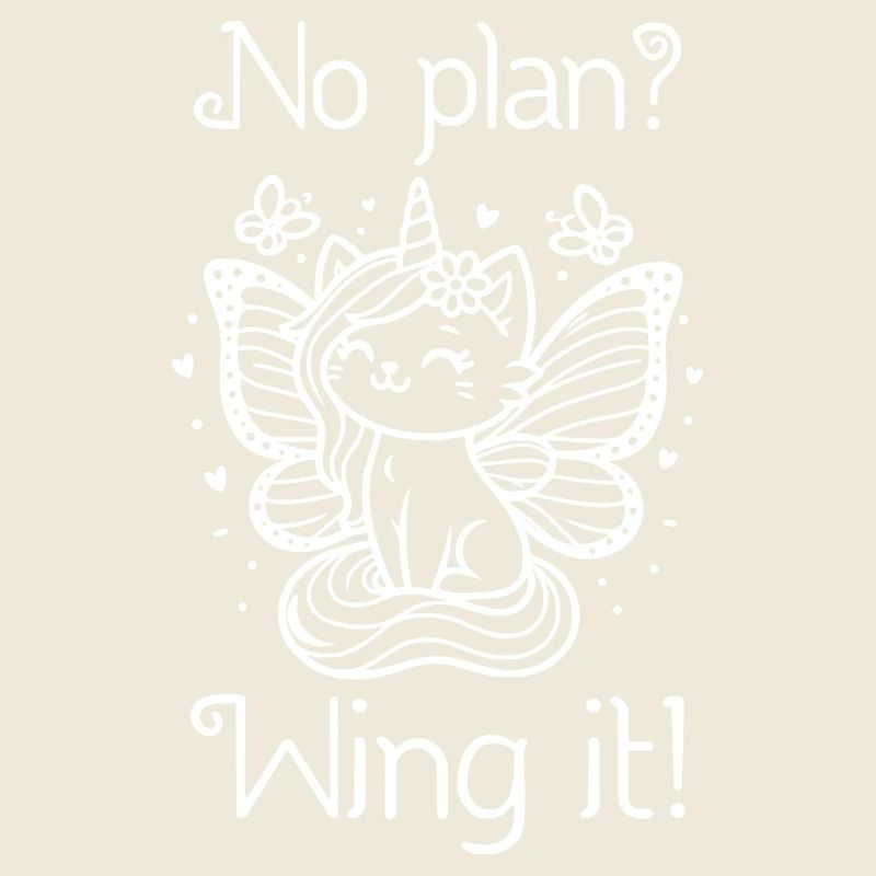 No Plan Wing It winged unicorn cat