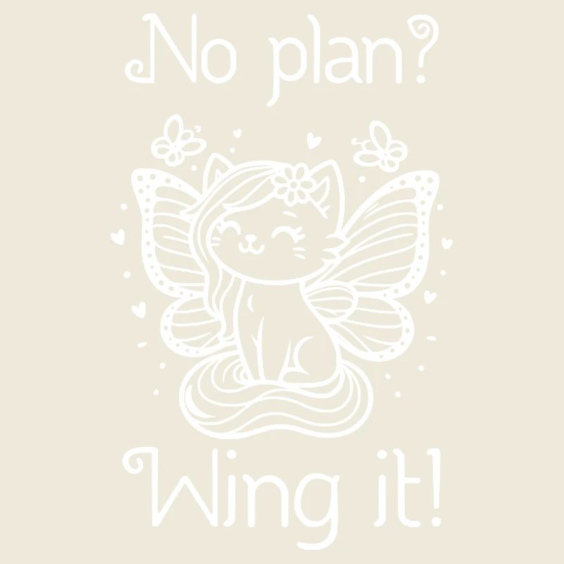 Pas de plan ? Envolez-le ! Chat ailé (blanc)