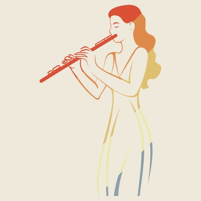 Vintage Flute Player Sketch