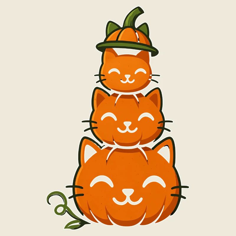Happy Pumpkin Cat Stack