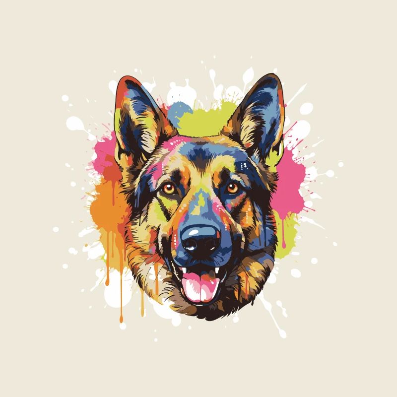German Shepherd Dog Animal Pop Art Head