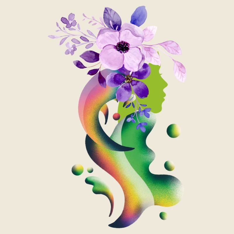 Ein Mädchen mit Blumen Schwebendes Mädchen