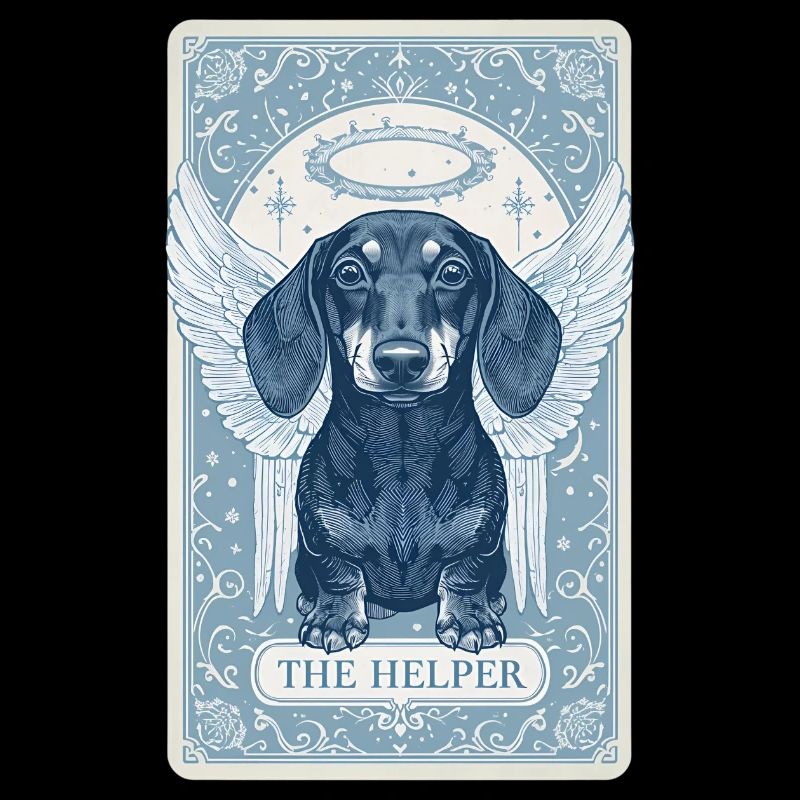 Carte de tarot de Noël – Teckel Ange « L'Aide »