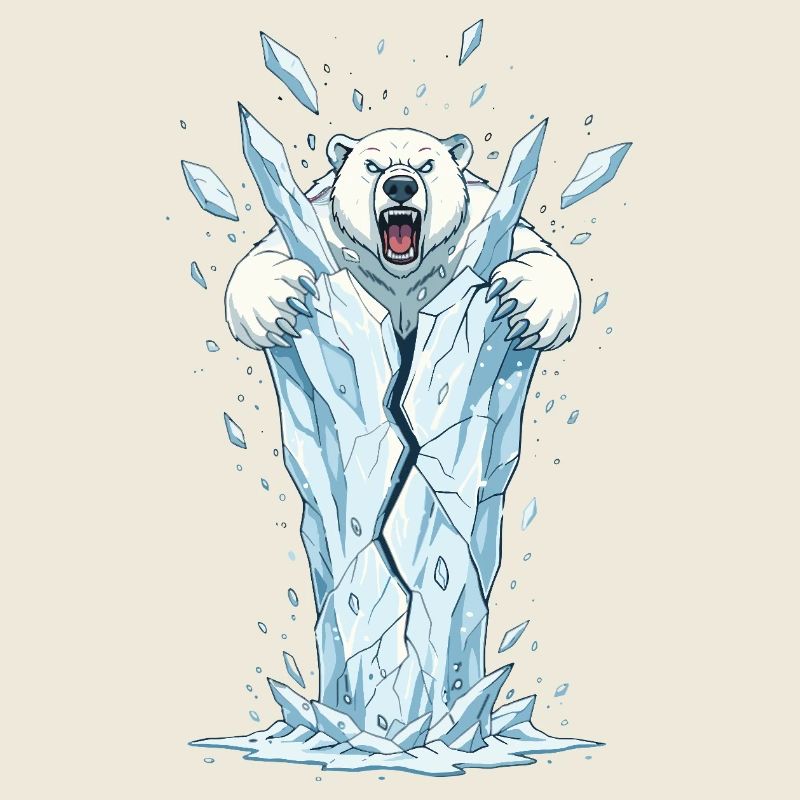 Eisbär bricht Eisblock