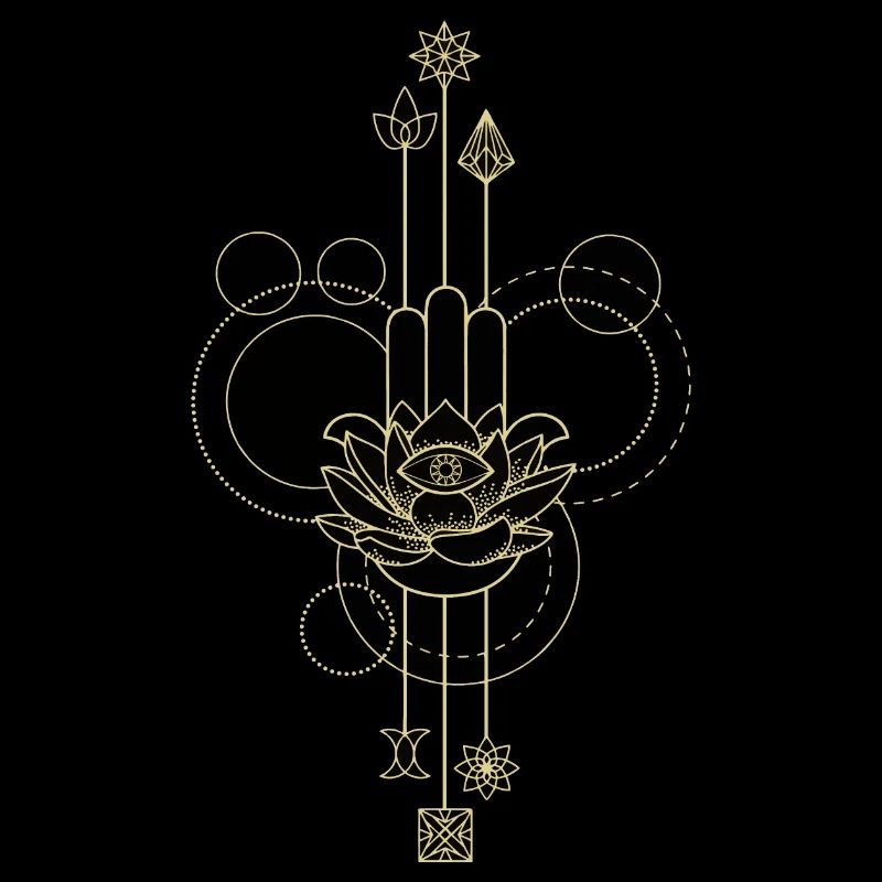 Main Hamsa dorée lotus éthéré