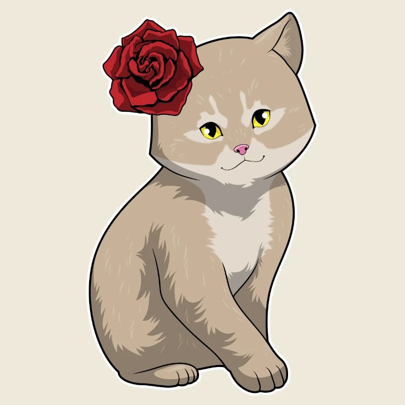 Fleurs Rose Chat