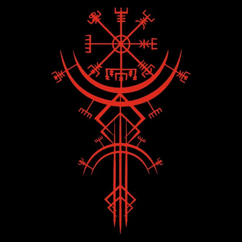 Red symbol of a Viking compass