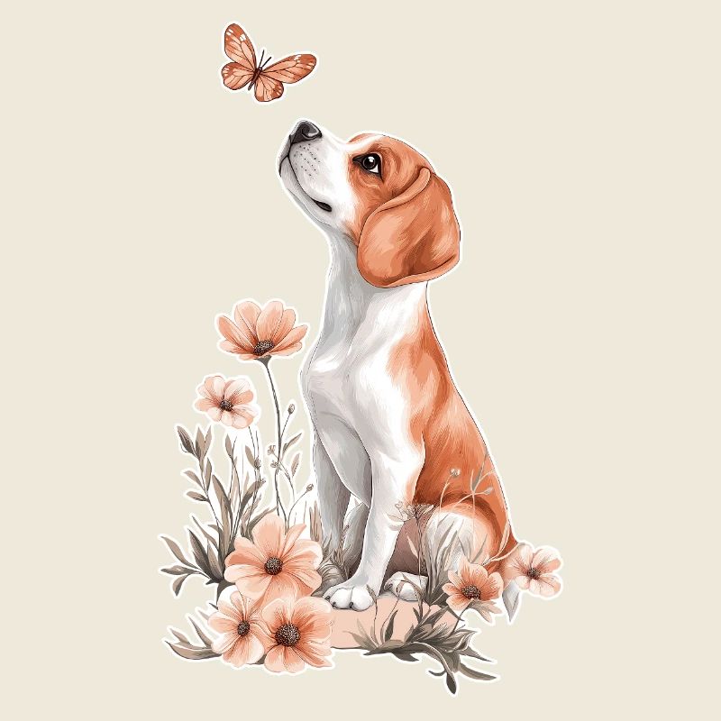 Beagle et papillon