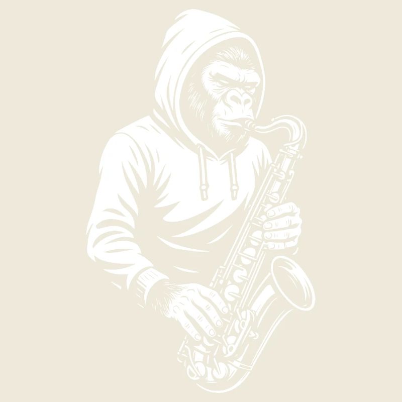 Affe im Kapuzenpullover Saxophon Design