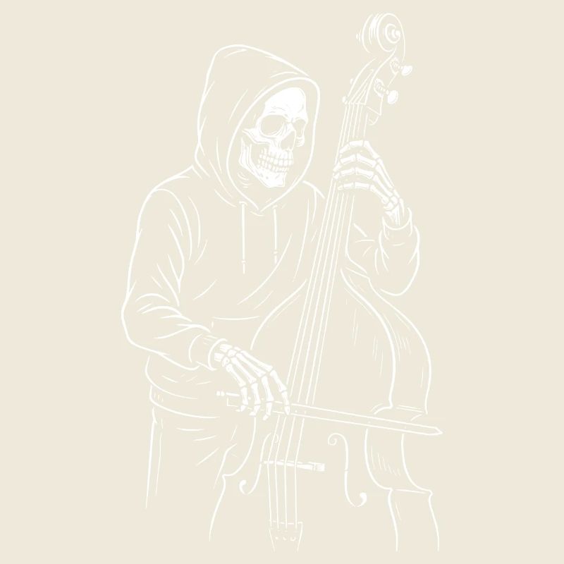 Violoncelliste squelette encapuchonné