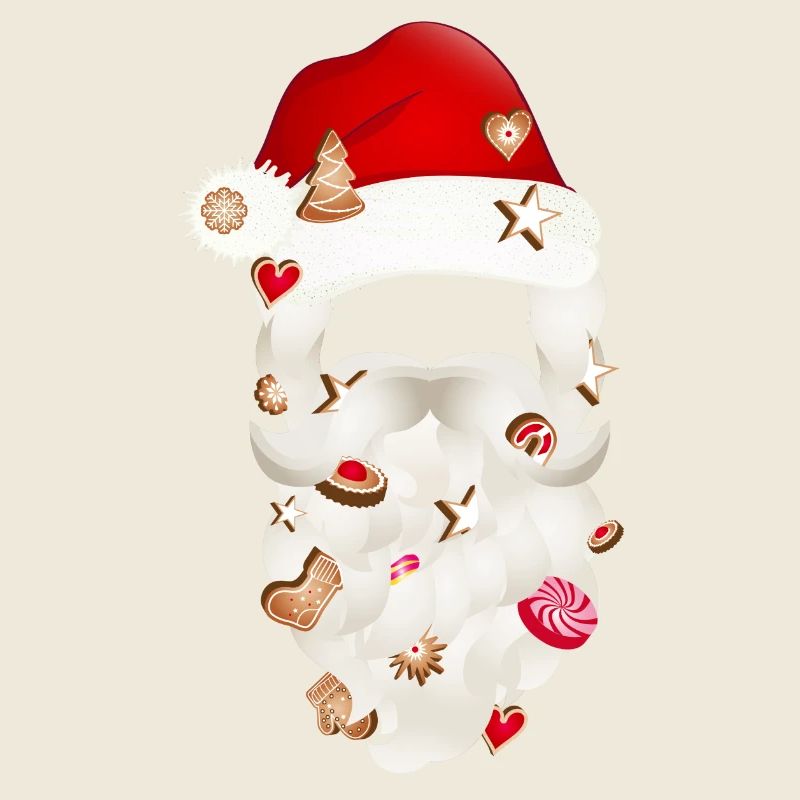 Barbe du Père Noël parsemée de biscuits de Noël