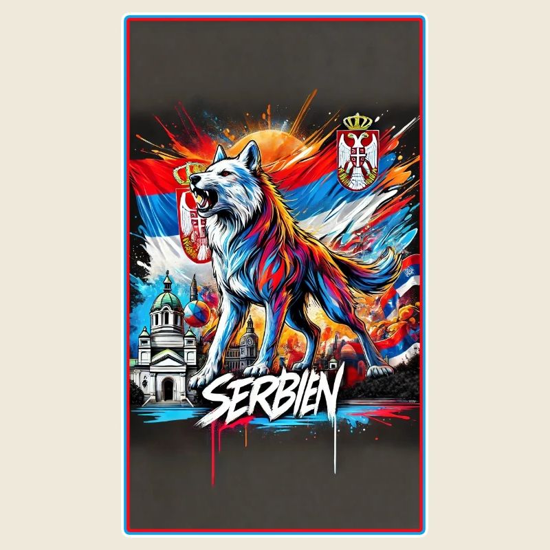 Conception du drapeau national du loup de Serbie