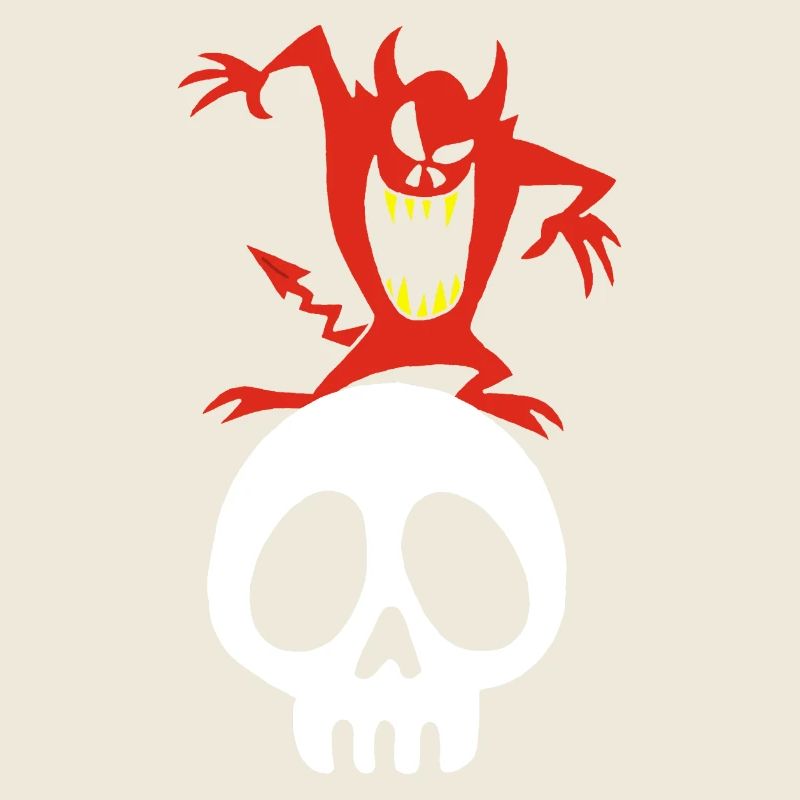Dämon auf einem Schädel
