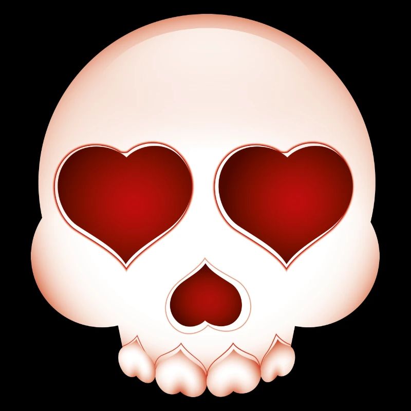 Smiley Skull with Hearts