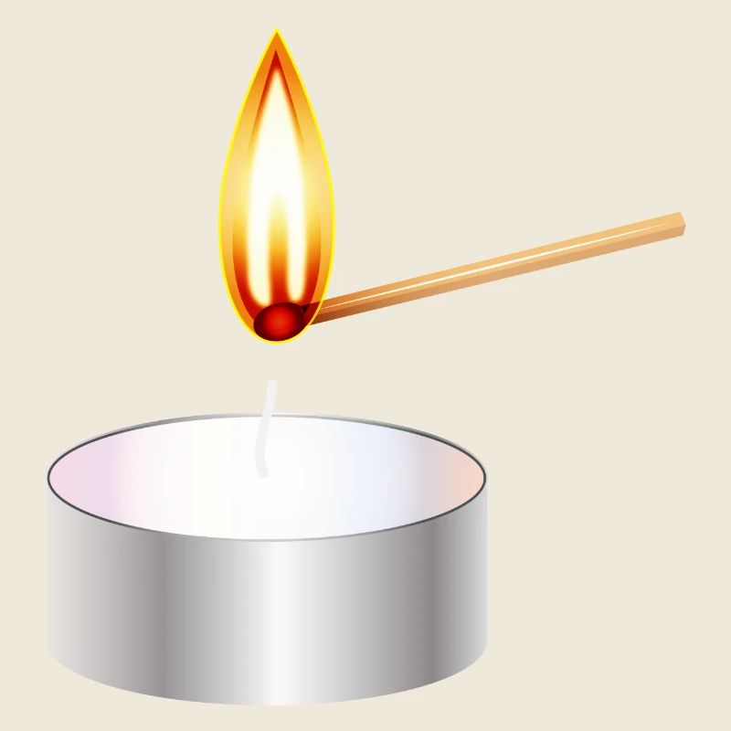 light a small tea light with match