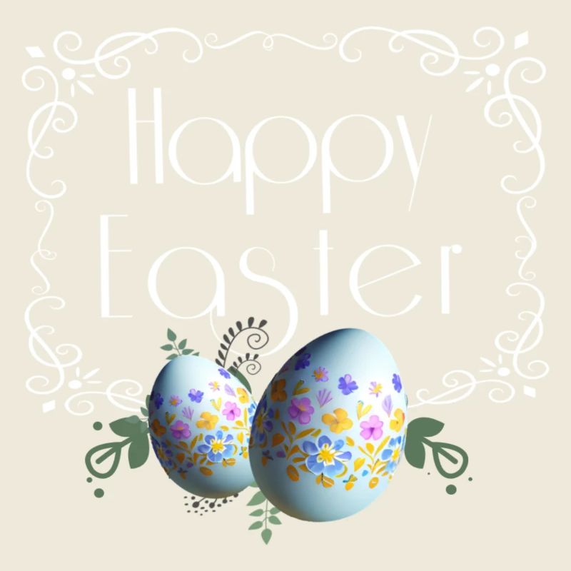 Happy Easter lettering with Easter eggs