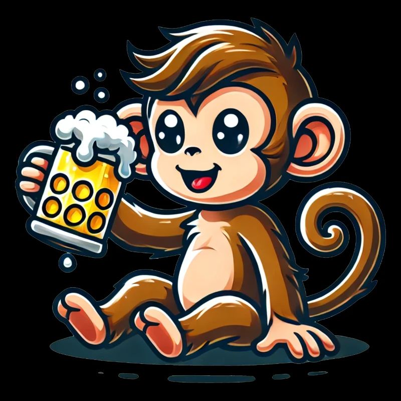 Cute Monkey Drinking Beer