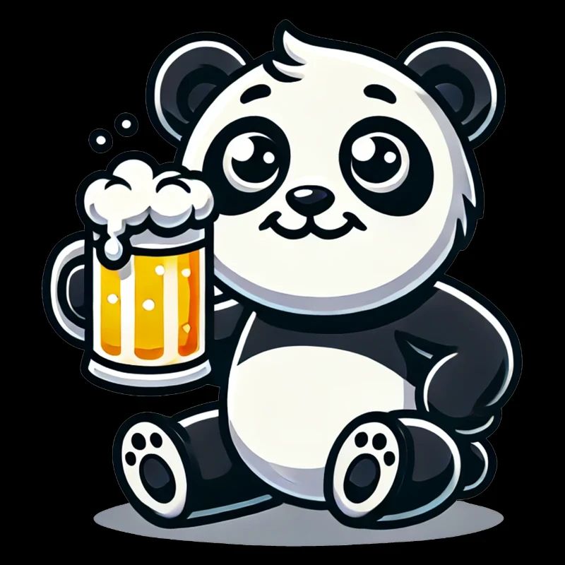 Cute Panda Drinking Beer