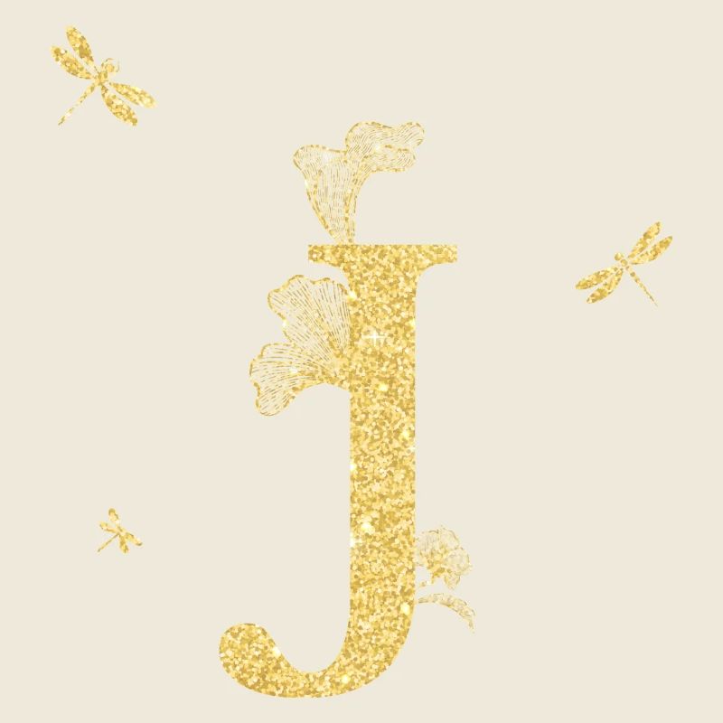 Buchstabe j Goldene Glitzerlibelle - Geschenkidee