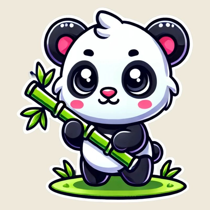 Panda mignon avec bambou