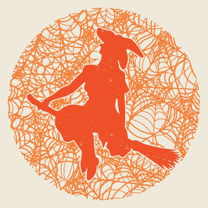 Spooky Spider Web Witchcraft Broomstick Halloween