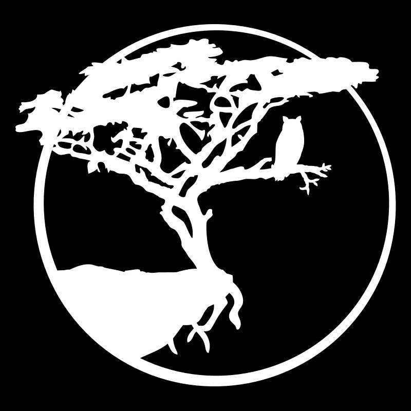 Tree Owl Bird Moon Cliff Round Night Silhouette