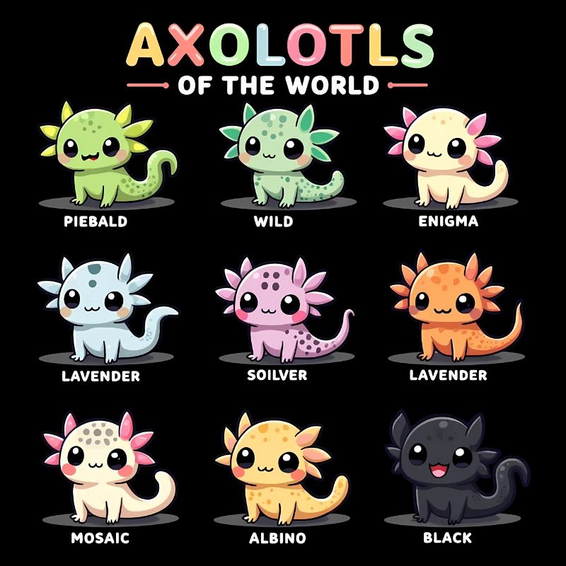 Axolotls du monde Kawaii Types d’axolotls